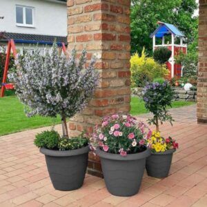 Plastpotte Lugano m/vannreservoar  Ø33 cm - Antrasitt