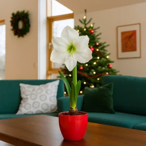 Amaryllis 'Artic White' | 1 blomsterløk i plastpotte