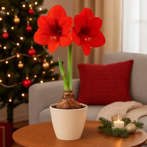 Amaryllis 'Tropical Orange' | I plastpotte med 2 knopper