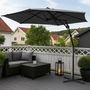 Stor parasoll med base | Antrasitt | Ø300cm